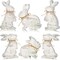 6 Pcs Easter Bunny Table Wooden Sign Decorations Rabbit Decorations with Ropes Classic Easter Decor Rustic Rabbit Shaped Tabletop Centerpieces for Party Gifts Home Tiered Tray Decor